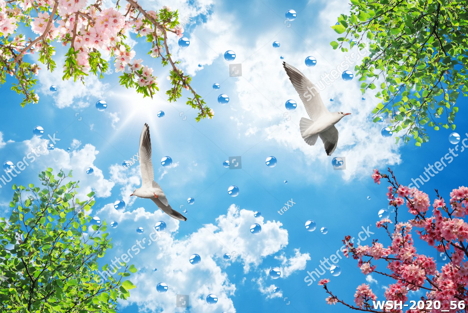 Dán trần hình hoa lá WSH-2020_56